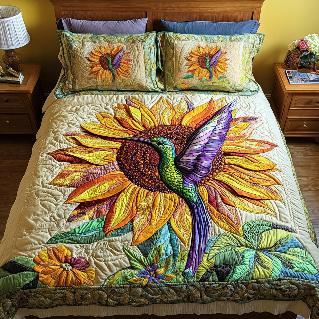 Blooming Breeze 3-Piece Quilted Bedding Set - Single (59" x 70")