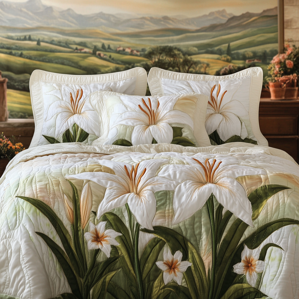 Blooming Delight 3-Piece Quilted Bedding Set - Single (59" x 70")