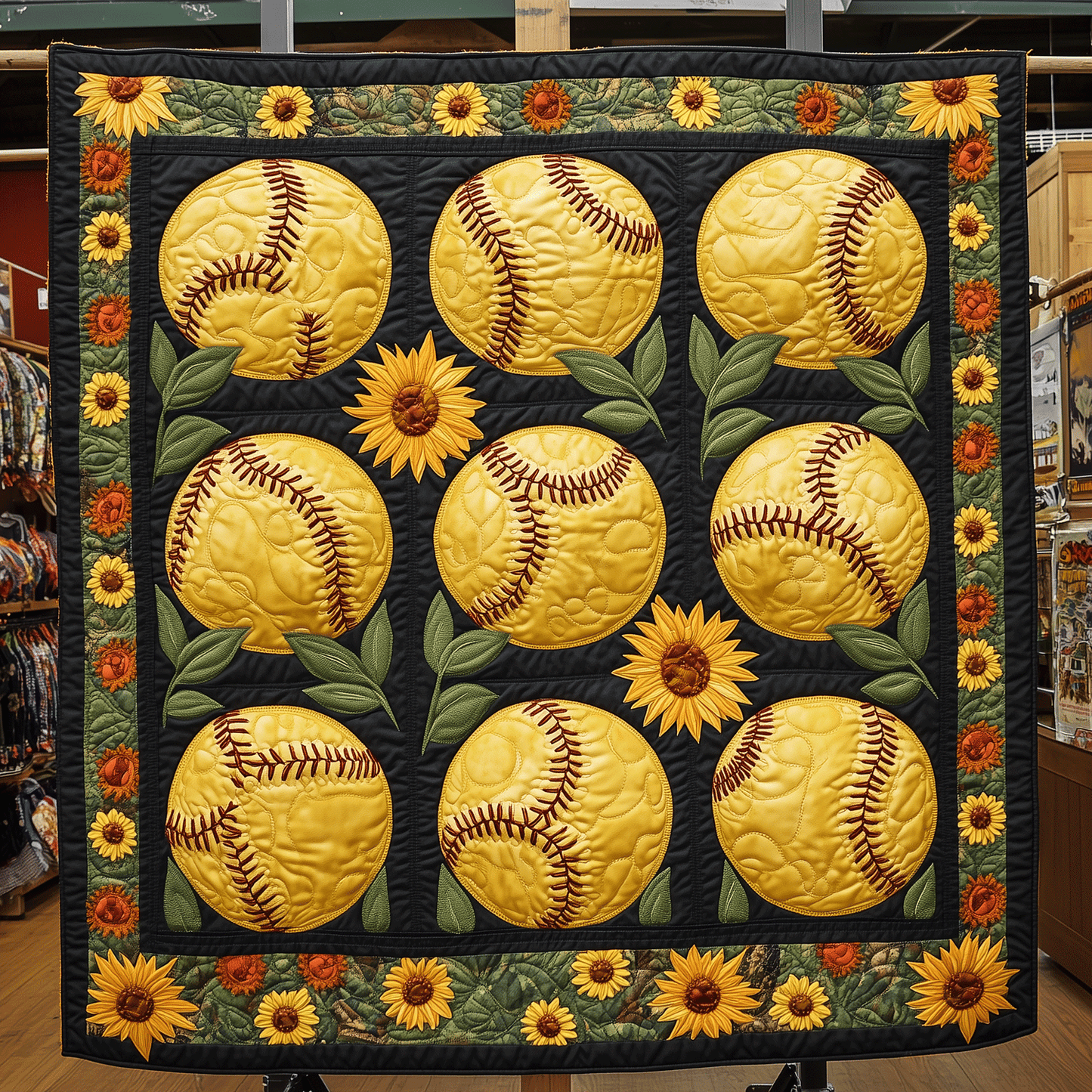 Blooming Home Run Quilted Blanket - Throw (55" x 60")
