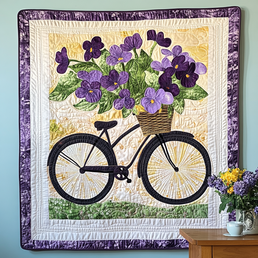 Blooming Ride Art Quilt Hanging - Baby (30" x 40")