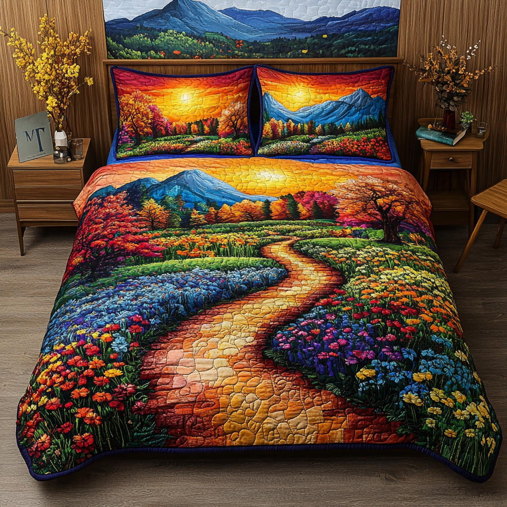 Blooming Trails 3-Piece Quilted Bedding Set - Single (59" x 70")
