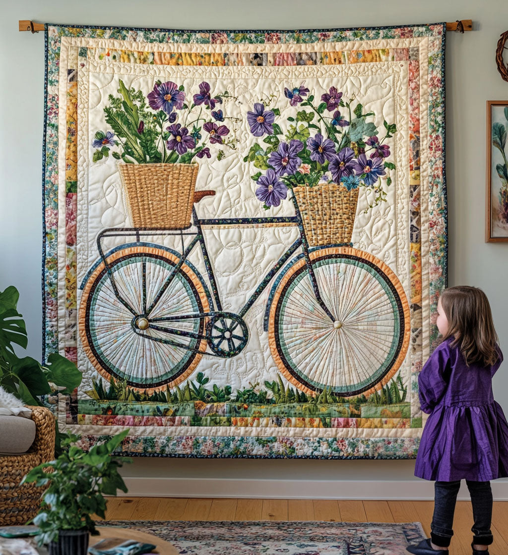 Blooming Wheels Art Quilt Hanging - Baby (30" x 40")