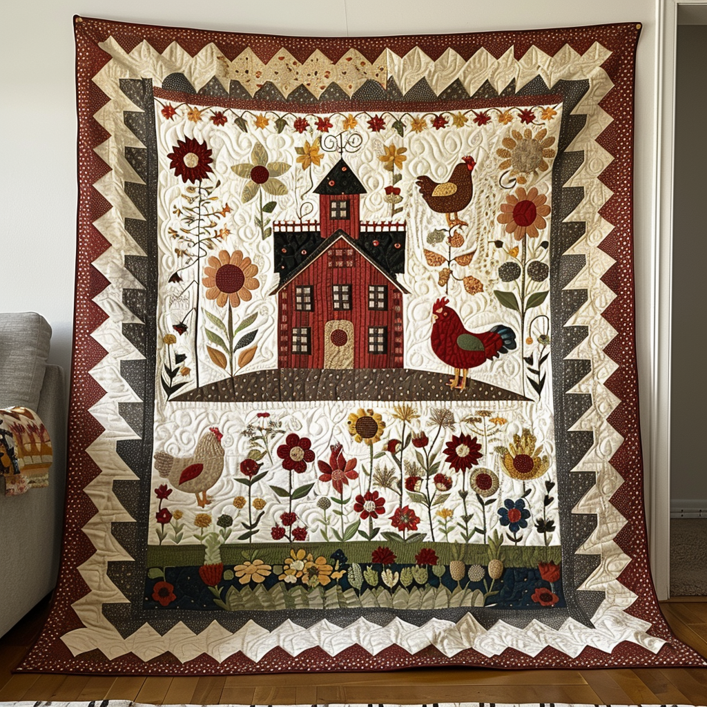 Blossom Barnyard Quilted Blanket - Throw (55" x 60")