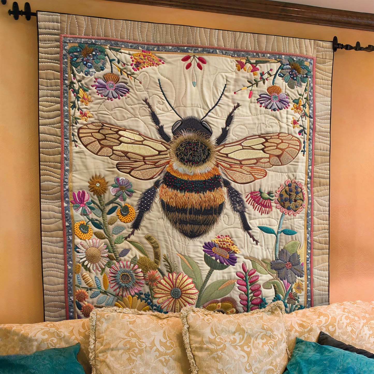 Blossom Bee Quilted Blanket - Throw (55" x 60")