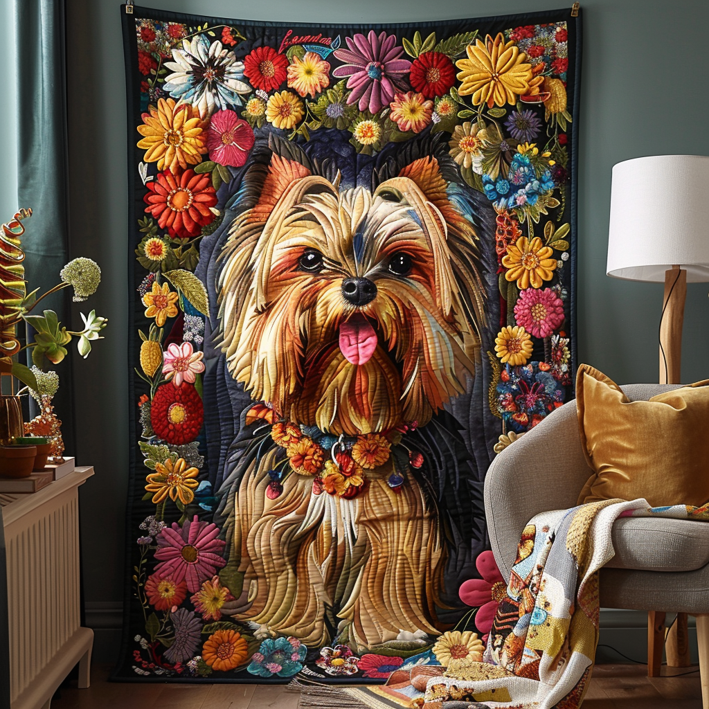 Blossom Pup Quilted Blanket - Throw (55" x 60")