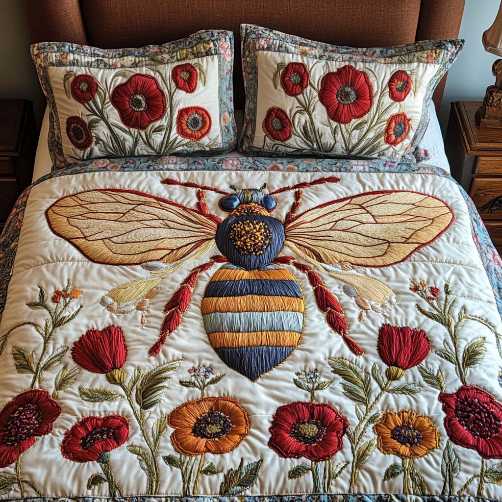 Blossom Bee 3-Piece Quilted Bedding Set - Single (59" x 70")