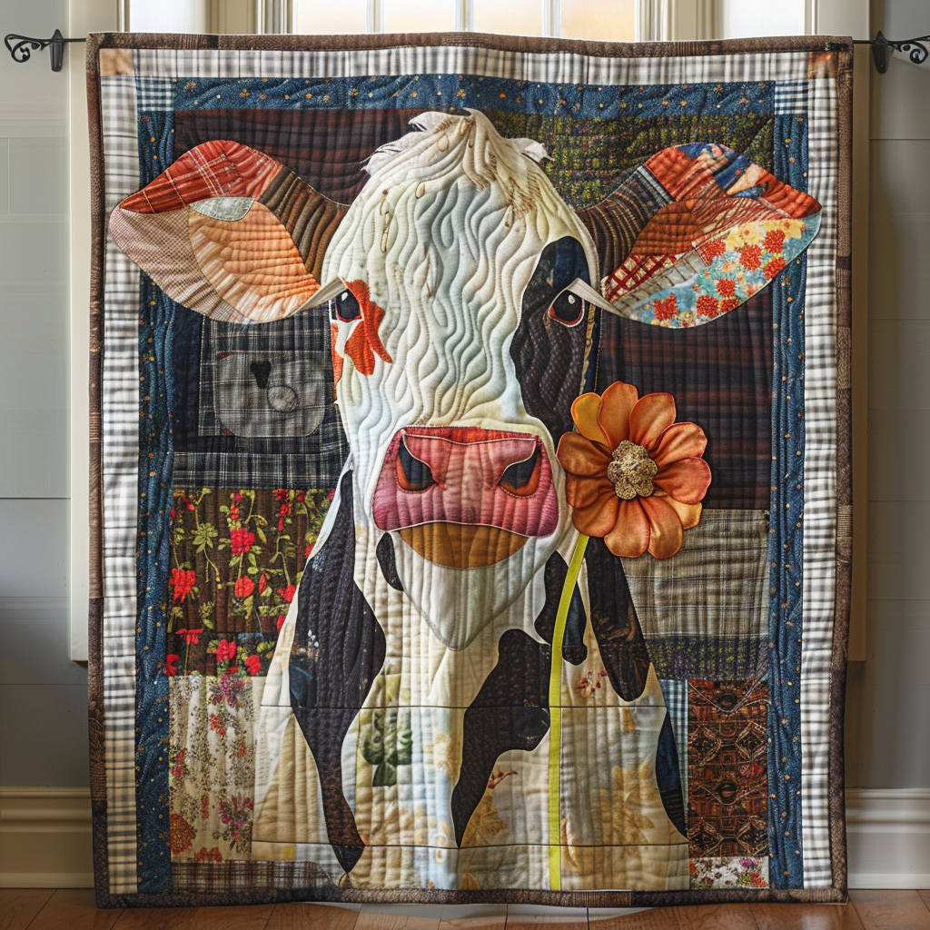 Blossom & Bovine Quilted Blanket - Throw (55" x 60")