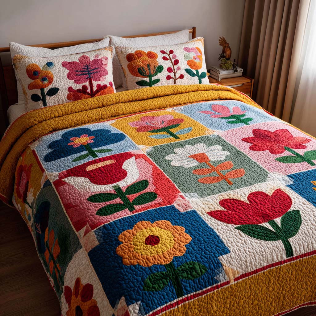Blossom Garden 3-Piece Quited Bedding Set - Single (59" x 70")