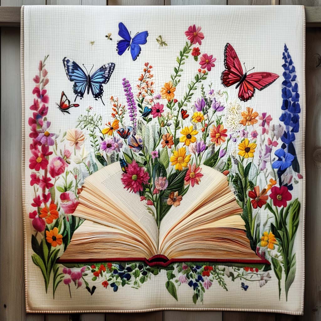Blossom Of Knowledge Quilted Blanket - Throw (55" x 60")