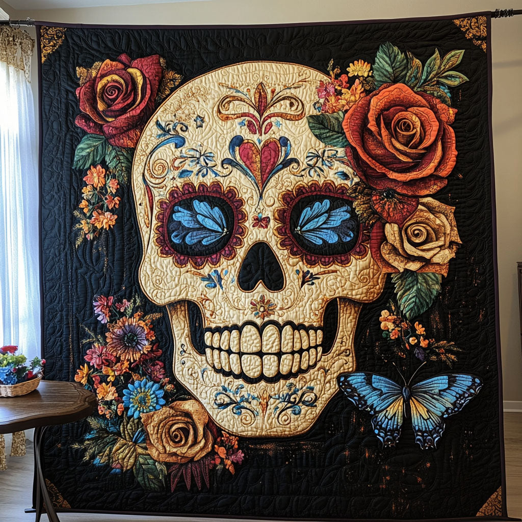 Blossom Skull Quilted Blanket - Throw (55" x 60")