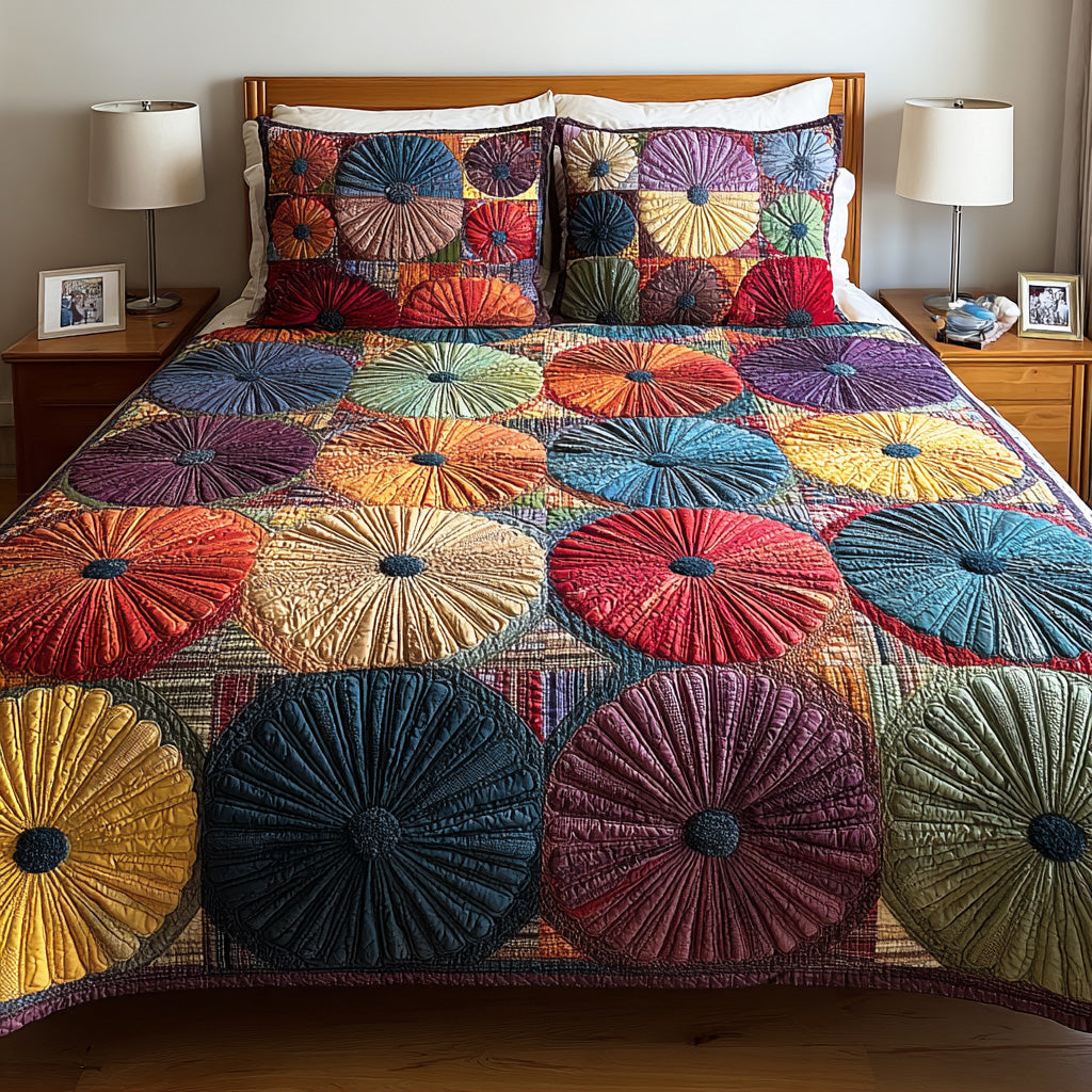 Blossom Wheel 3-Piece Quilted Bedding Set - Single (59" x 70")
