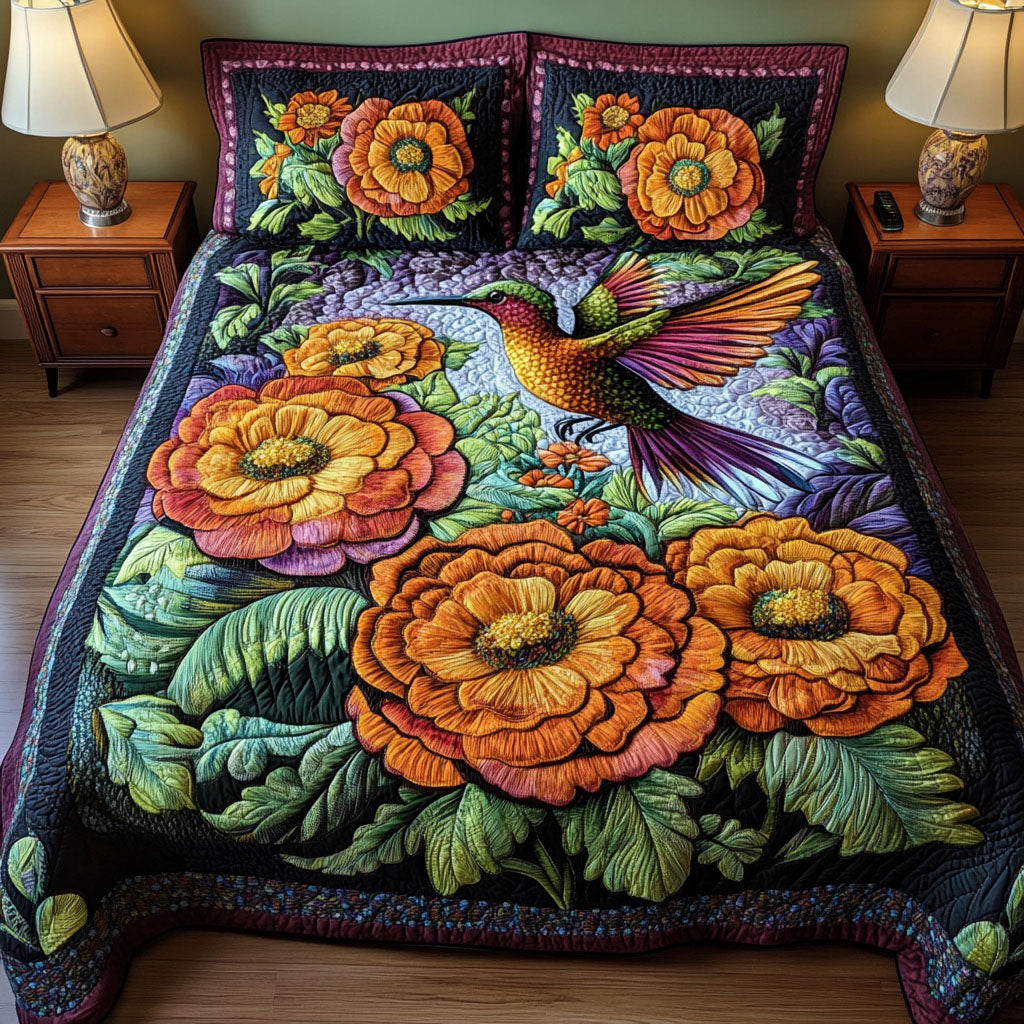 Blossom Wings 3-Piece Quilted Bedding Set - Single (59" x 70")