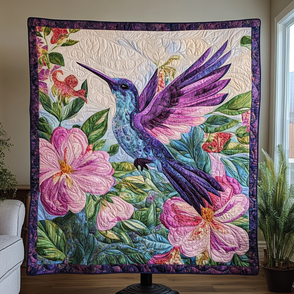 Blossoming Flight Quilted Blanket - Throw (55" x 60")