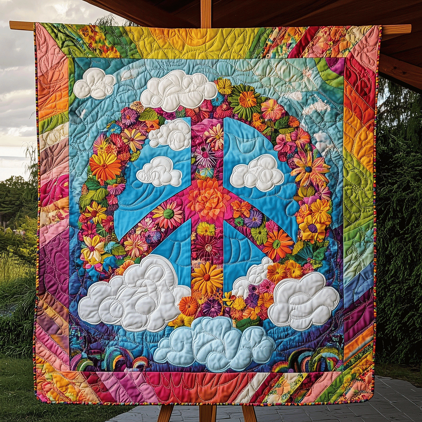 Blossoming Peace Quilted Blanket - Throw (55" x 60")