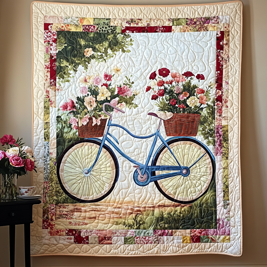 Blossoming Wheels Art Quilt Hanging - Baby (30" x 40")