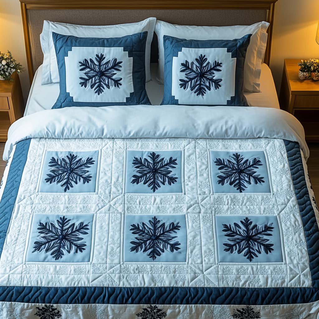Blue Frost 3-Piece Quilted Bedding Set - Single (59" x 70")