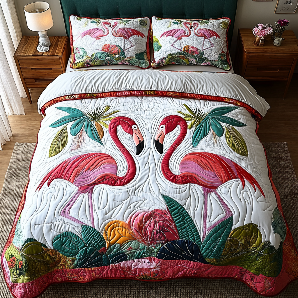 Blush Wings 3-Piece Quilted Bedding Set - Single (59" x 70")