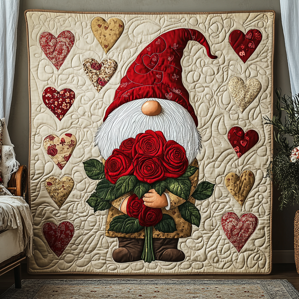 Blushing Gnome Romance Quilted Blanket - Throw (55" x 60")