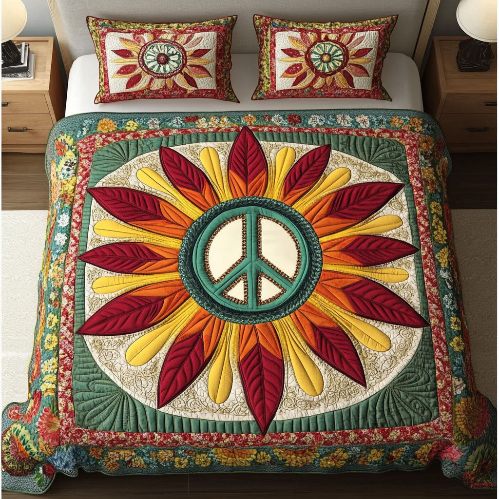Bohemian Sunshine 3-Piece Quilted Bedding Set - Single (59" x 70")