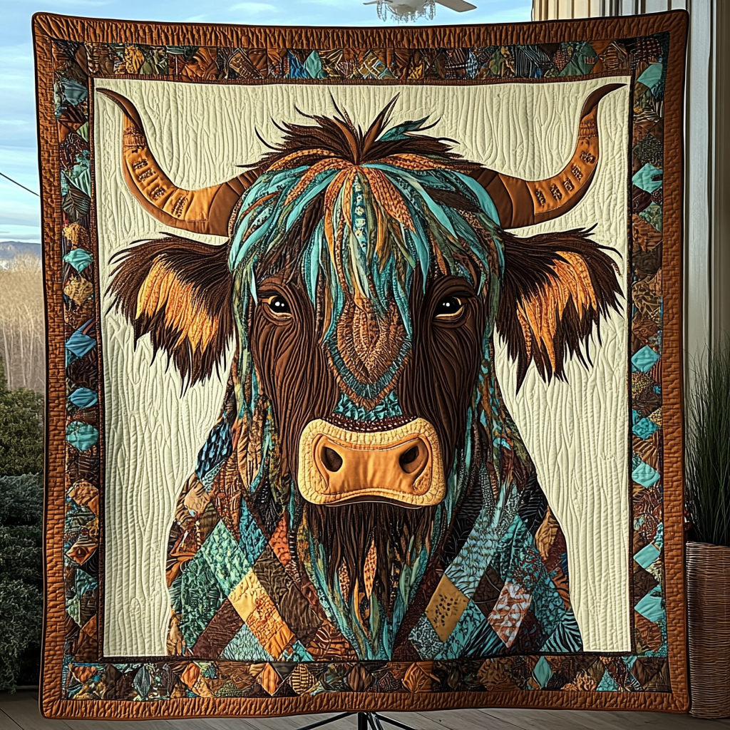 Bohemian Highland Charm Quilted Blanket - Throw (55" x 60")