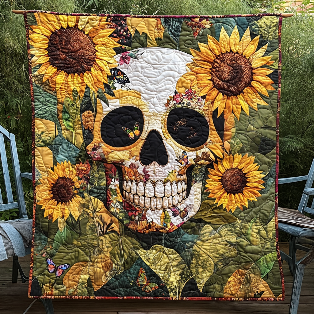 Bohemian Skull Quilted Blanket - Throw (55" x 60")