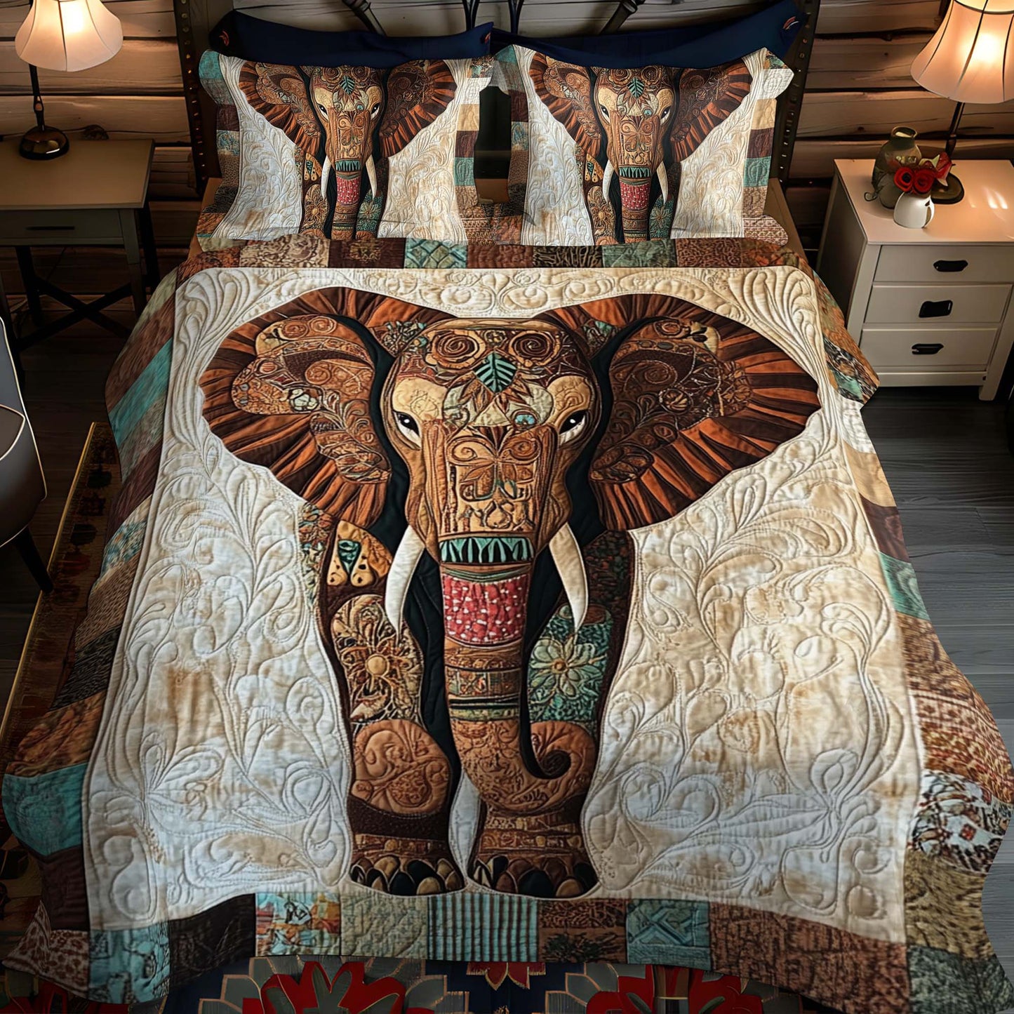 Bohemian Trunk 3-Piece Quilted Bedding Set - Single (59" x 70")