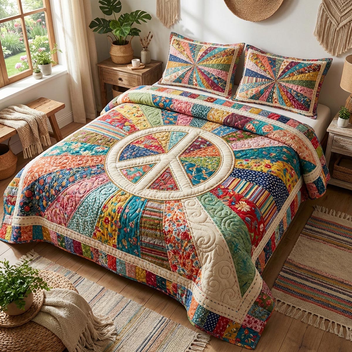 Boho Bloom 3-Piece Quilted Bedding Set - Single (59" x 70")