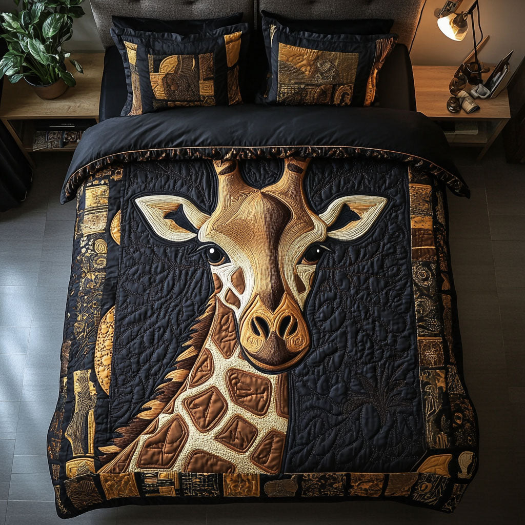 Bold Tribal Giraffe 3-Piece Quilted Bedding Set - Single (59" x 70")