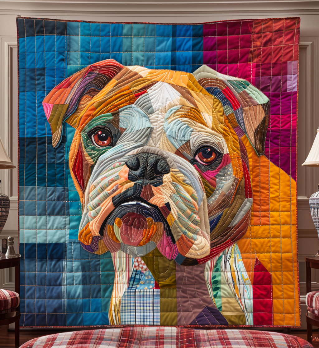 Bold Bulldog Beauty Quilted Blanket - Throw (55" x 60")