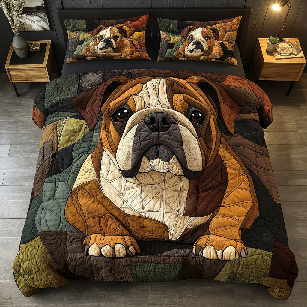 Bold Bulldog Bloom 3-Piece Quited Bedding Set - Single (59" x 70")