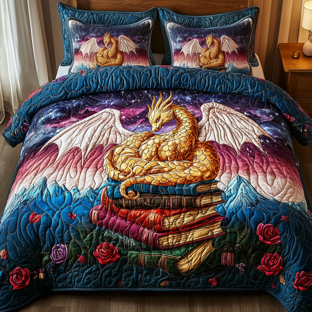 Book Hoard 3-Piece Quilted Bedding Set - Single (59" x 70")