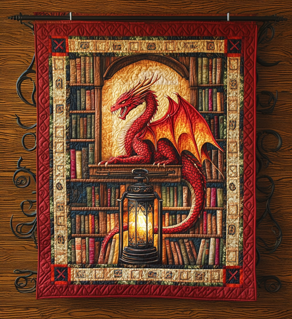 Book Wyrm Quilted Blanket - Throw (55" x 60")