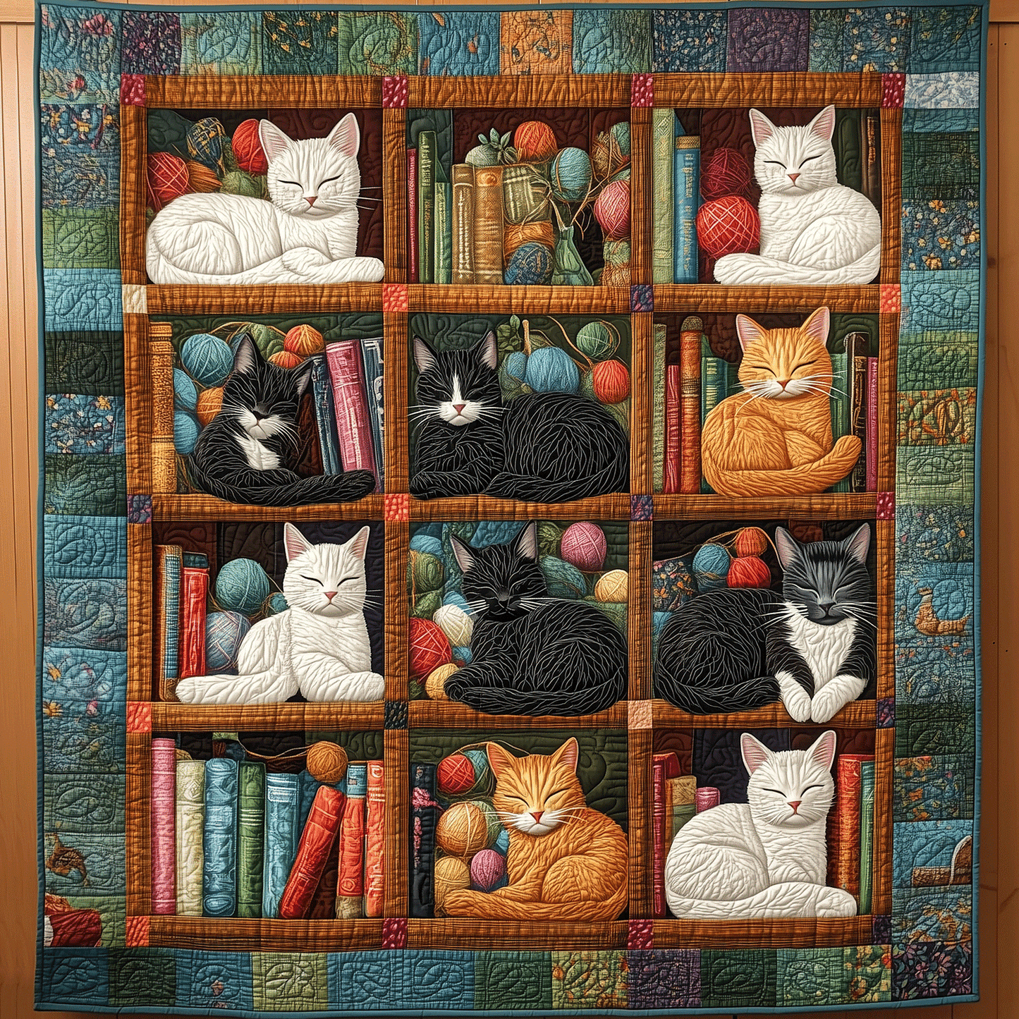Bookish Cats Quilted Blanket - Throw (55" x 60")