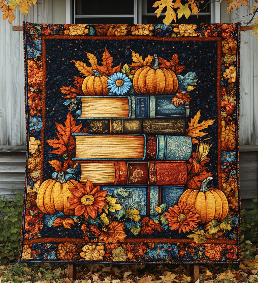 Bookish Harvest Quilted Blanket - Throw (55" x 60")