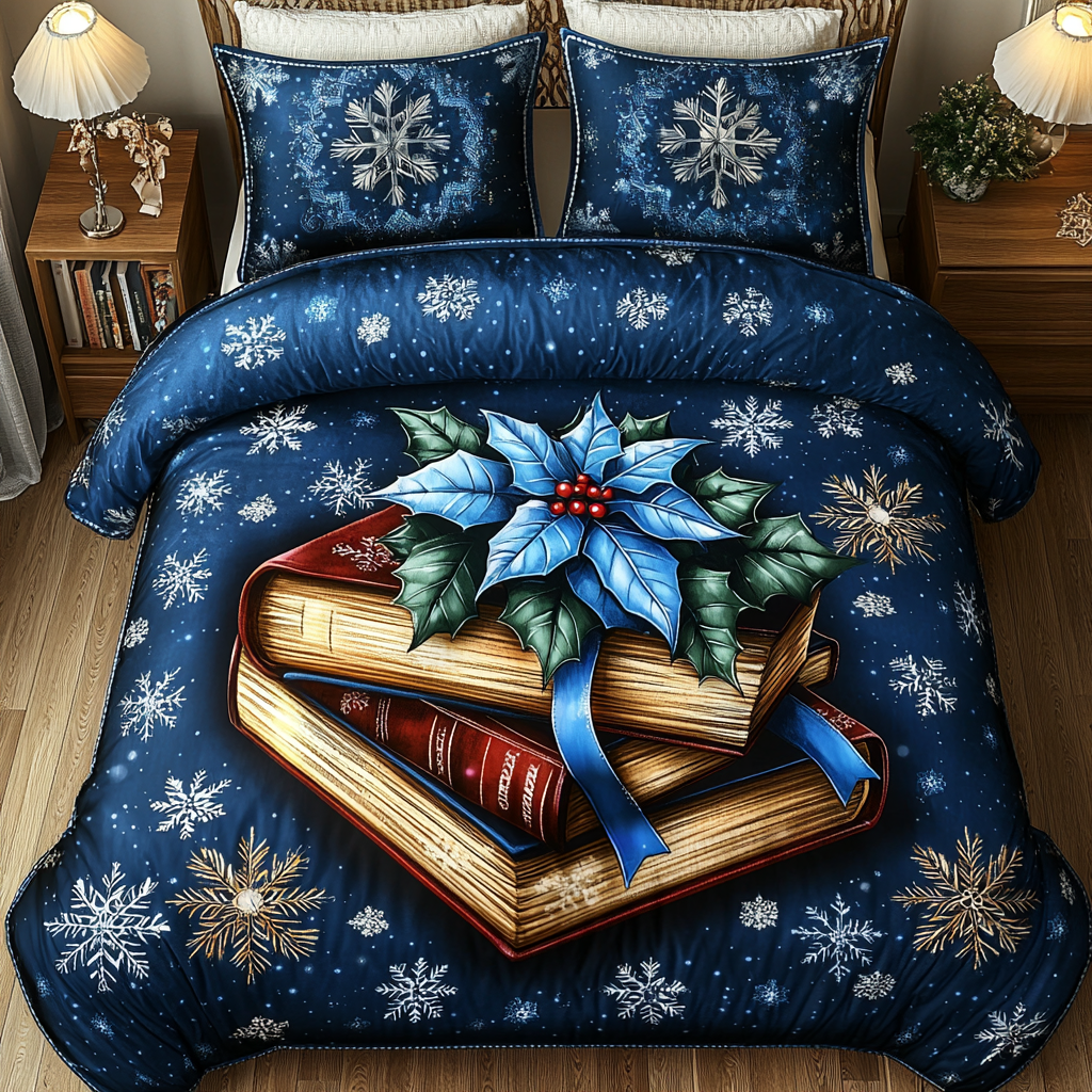 Bookish Winter Escape 3-Piece Quilted Bedding Set - Single (59" x 70")