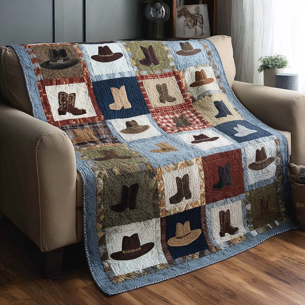 Boots and Hats Quilted Blanket - Baby (30" x 40") - Pack 1