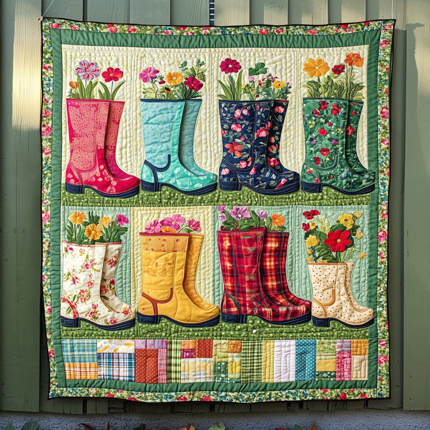 Boots in Bloom Quilted Blanket - Throw (55" x 60")