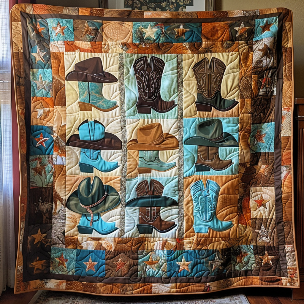 Boots and Buckles Quilted Blanket - Throw (55" x 60")