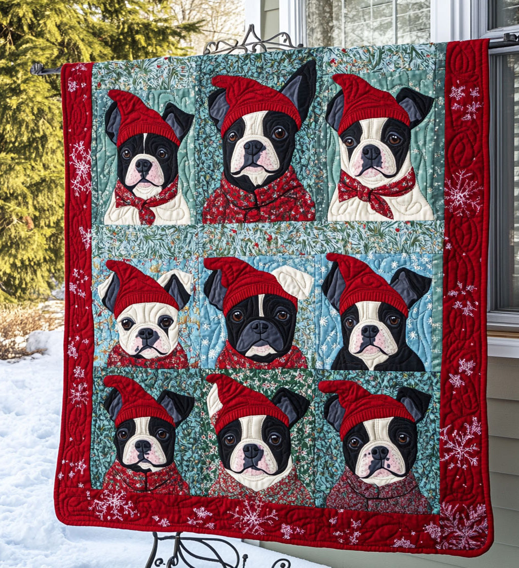 Boston Terrier Bliss Quilted Blanket - Throw (55" x 60")