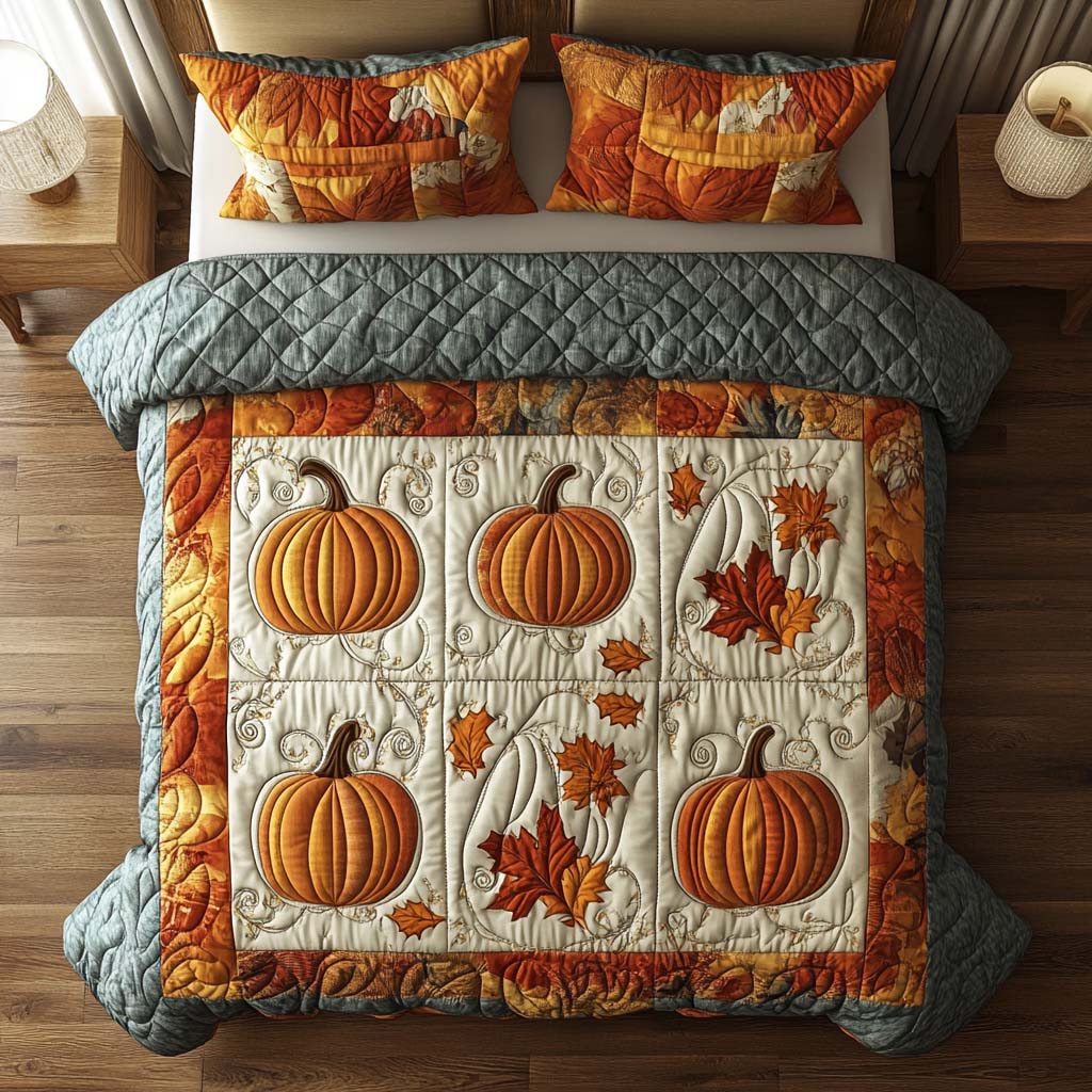 Bountiful Harvest Time 3-Piece Quilted Bedding Set - Single (59" x 70")