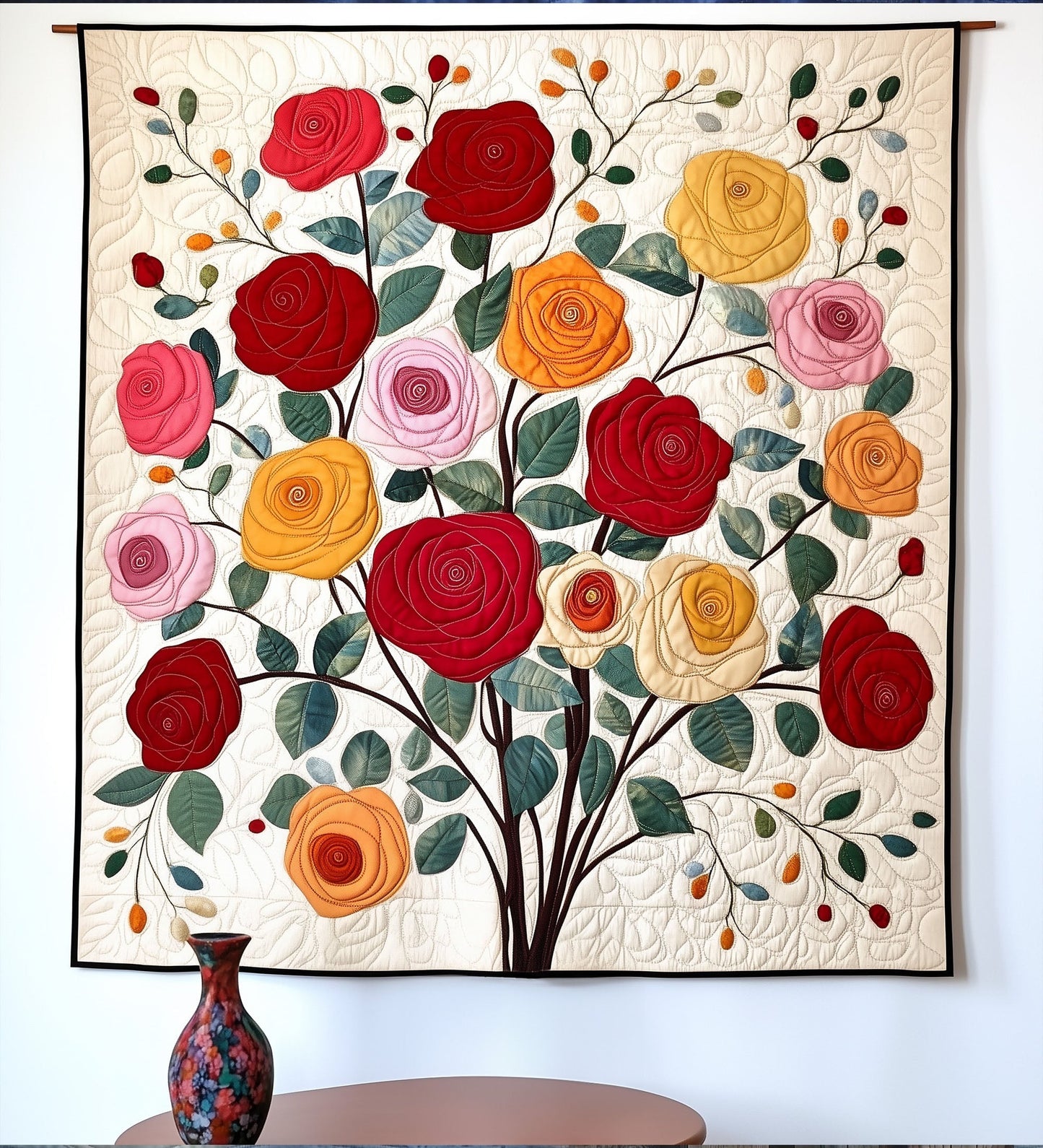 Bouquet of Roses Art Quilt Hanging - Baby (30" x 40")