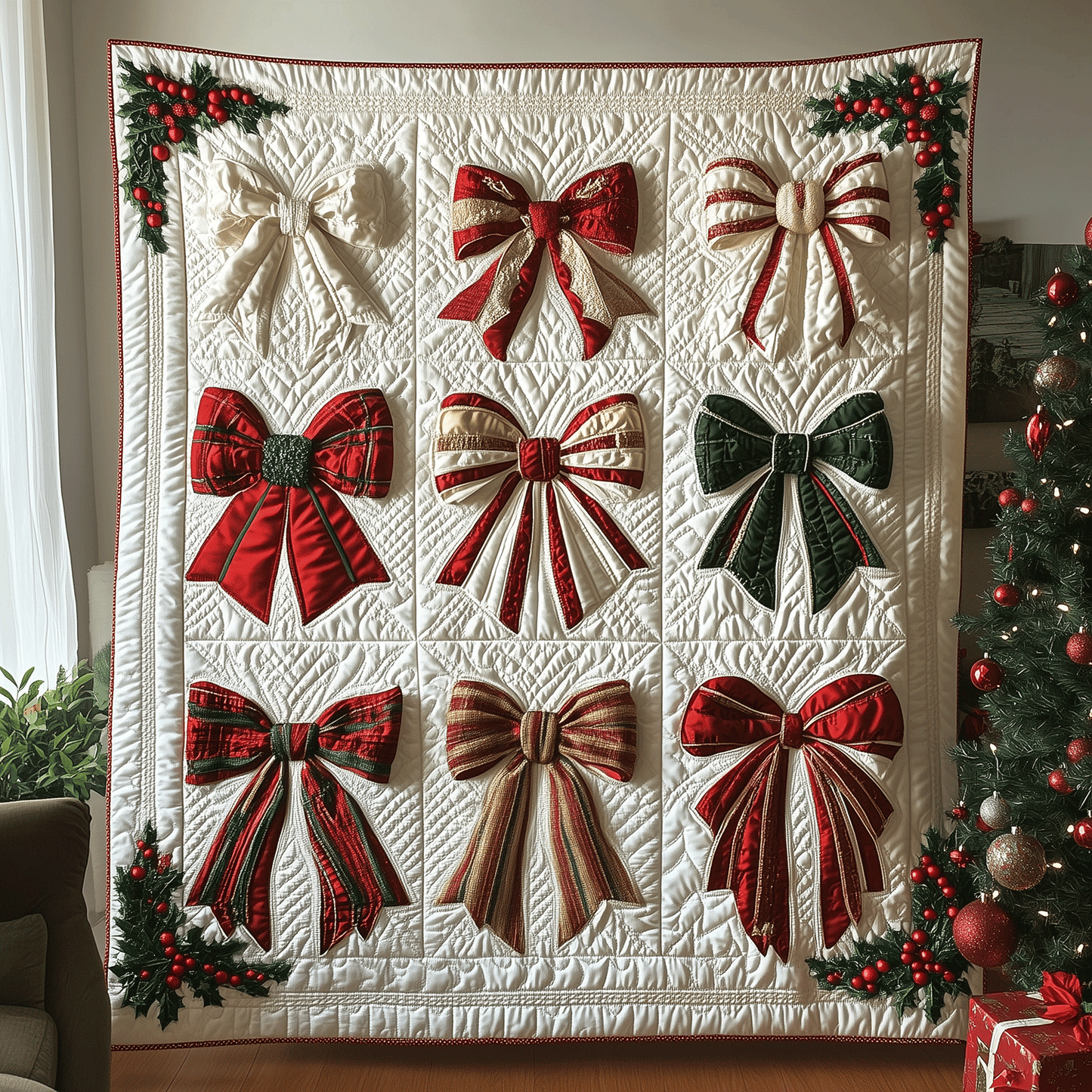 Bowtastic Christmas Quilted Blanket - Baby (30" x 40")