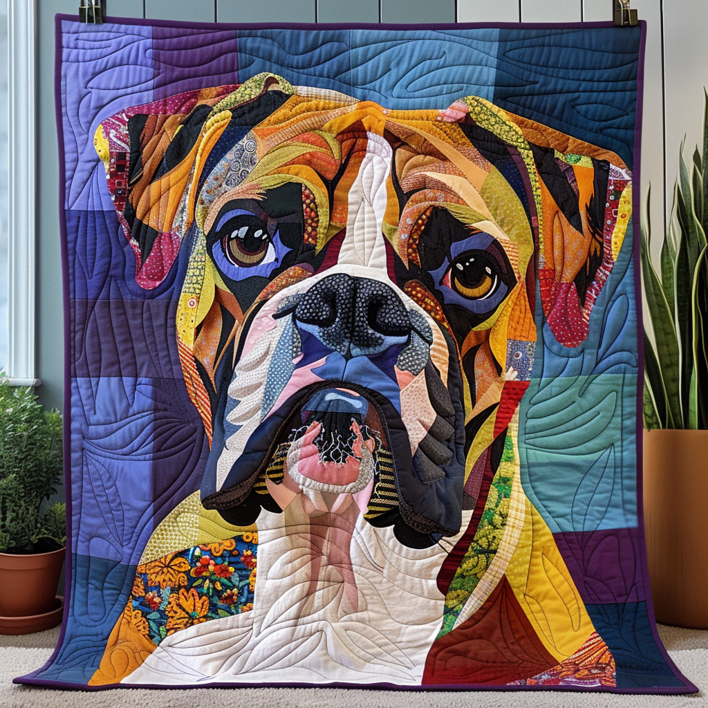 Boxer Charm Quilted Blanket - Throw (55" x 60")