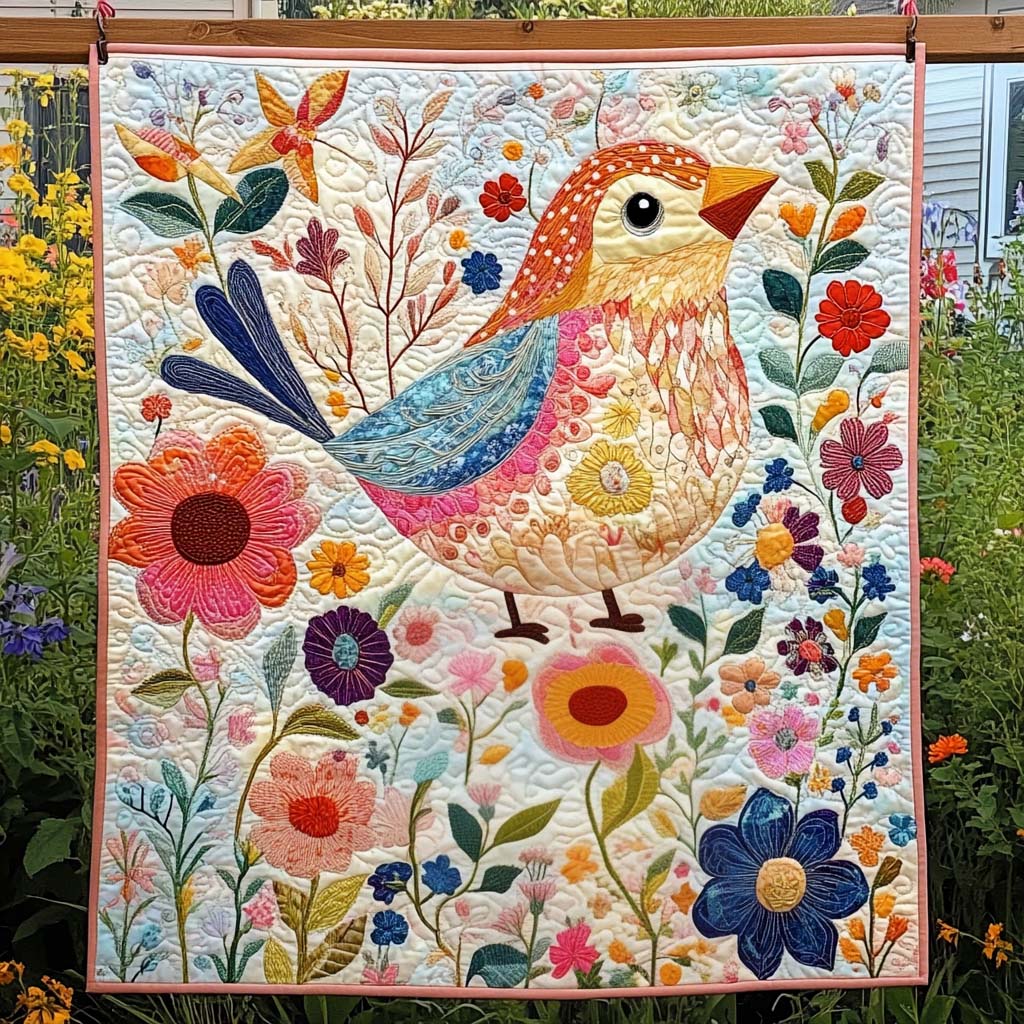 Branch Perch Quilted Blanket - Throw (55" x 60")
