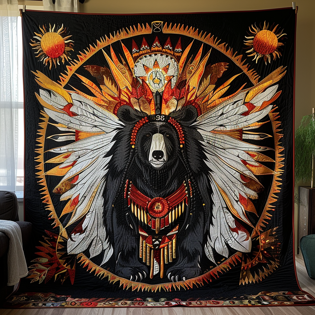 Brave General Bear Quilted Blanket - Throw (55" x 60")