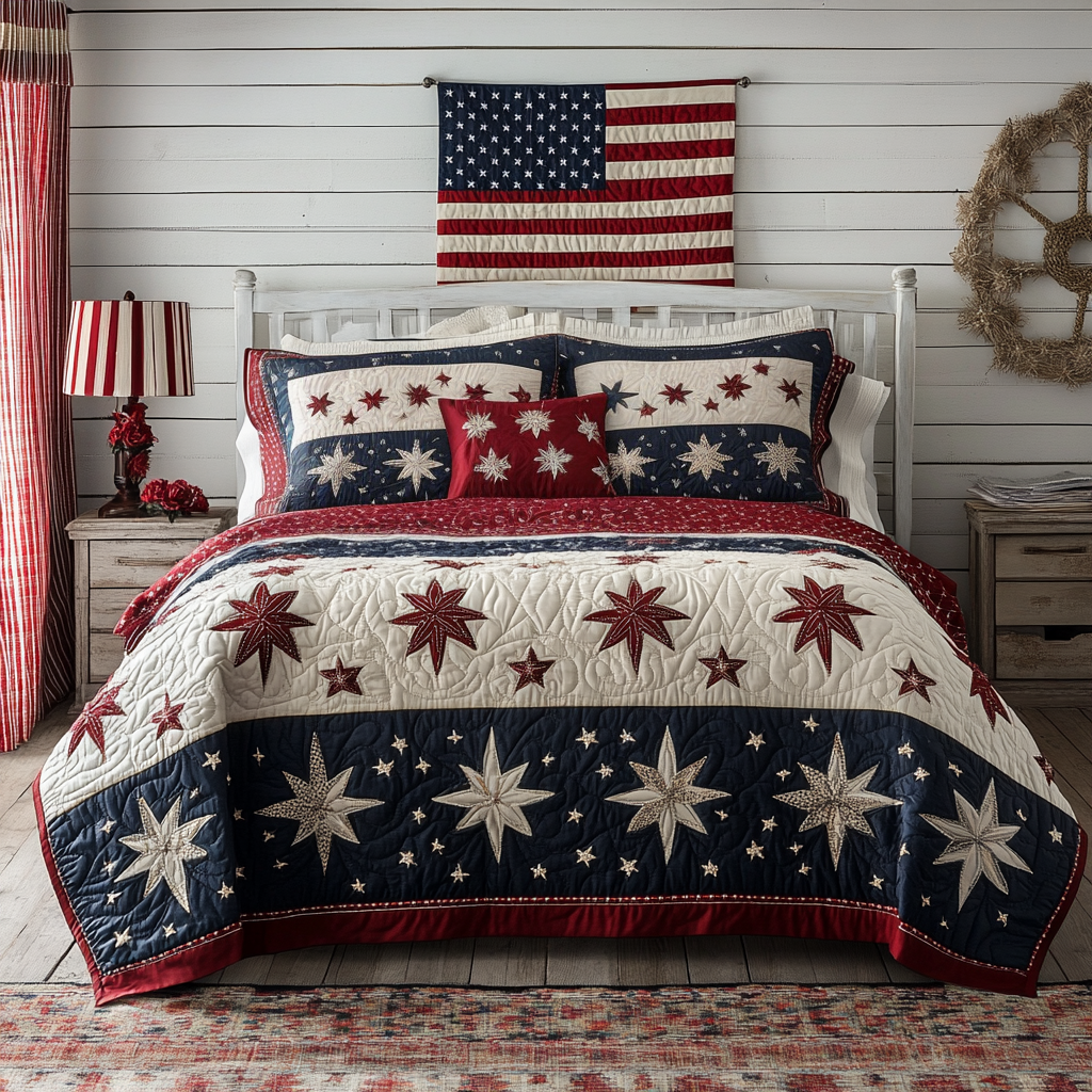 Brave America 3-Piece Quilted Bedding Set - Single (59" x 70")