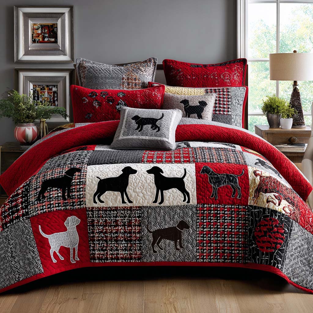 Brave Pup Haven 3-Piece Quilted Bedding Set - Single (59" x 70")