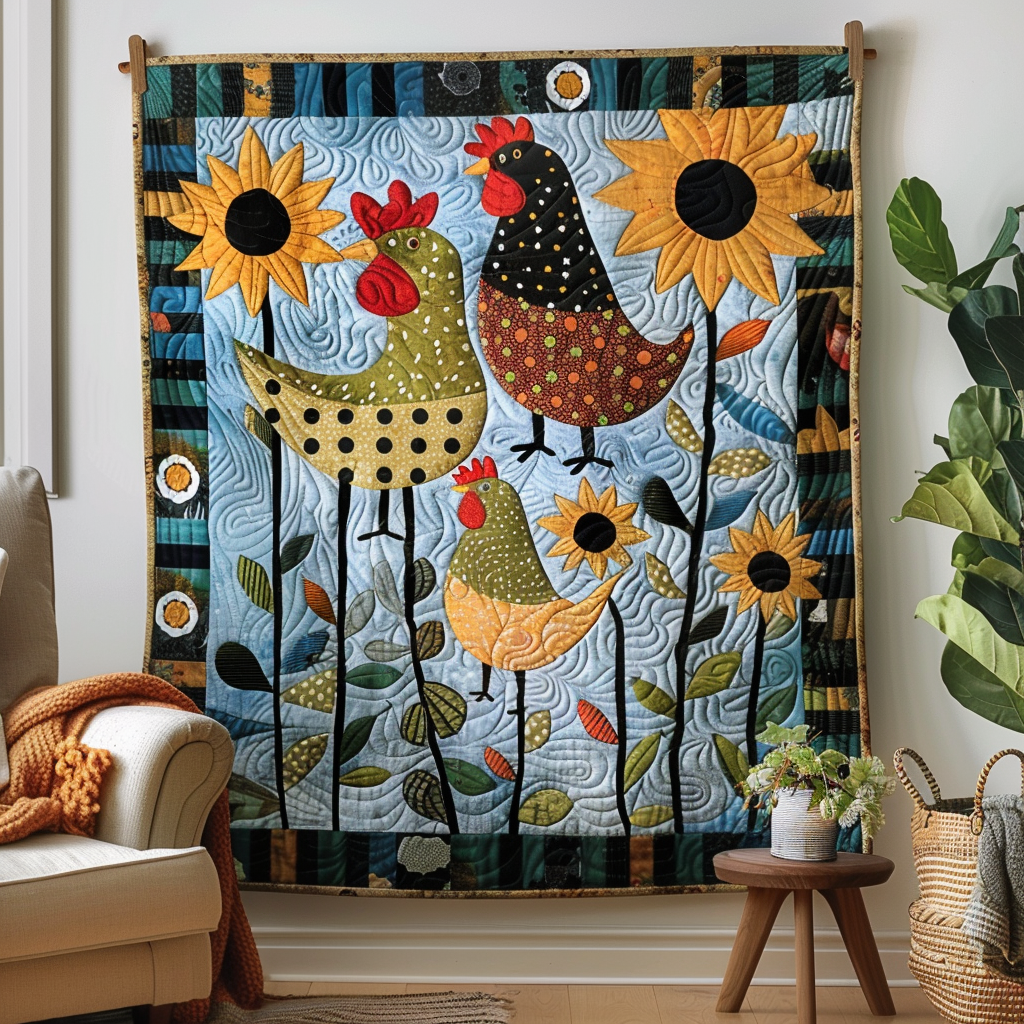Bright Barnyard Quilted Blanket - Throw (55" x 60")