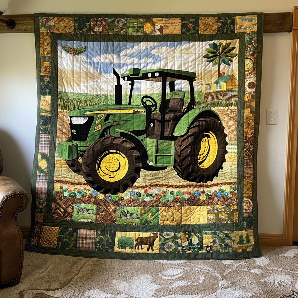 Bright Farm Days Quilted Blanket - Throw (55" x 60")