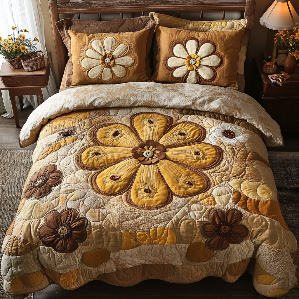 Bright Meadows 3-Piece Quilted Bedding Set - Single (59" x 70")